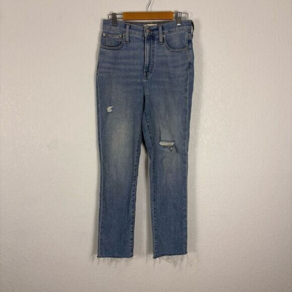 Madewell The Perfect Vintage Jean High Rise Straight Leg Raw Hem Size 25 - Picture 1 of 15